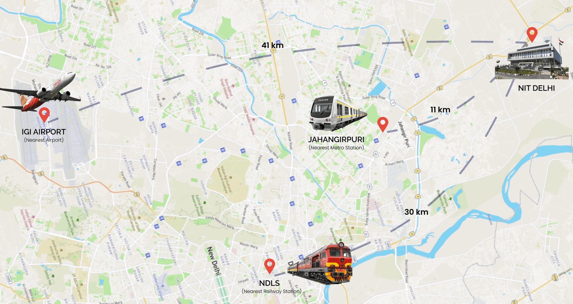 How To Reach NIT Delhi - Location Map